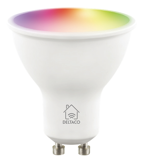 „DELTACO SMART HOME“ LED lempa, GU10, WiFI 2.4GHz, 5W, 470lm, pritemdoma, 2700K-6500K, 220-240V, RGB SH-LGU10RGB