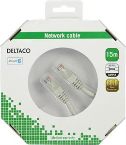 Kabelis DELTACO UTP 15m, CAT6 baltas / TP-615-K