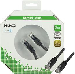 DELTACO UTP Cat6 patch kabelis, 3m, 250MHz, Delta certirairad, LSZH, juodas / TP-63S-K