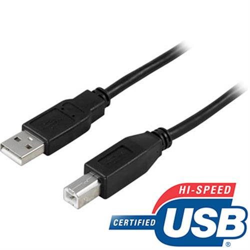 DELTACO USB 2.0 kabelis Type A male - Type B male 0.5m, juodas / USB-205S