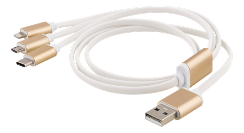 Kabelis EPZI USB-C, lightining, micro USB, 1m, baltas / USB-MULTI10
