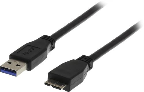 DELTACO USB 3.0 laidas, A tipo - „Micro B“ tipo lizdas, 0,5 m, juodas USB3-005S