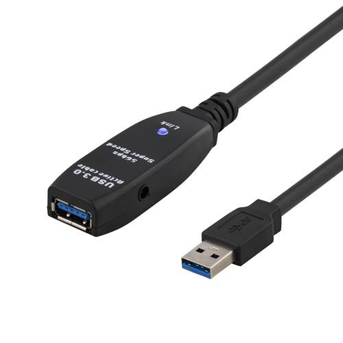 DELTACO PRIME aktyvus USB 3.0 prailginimo kabelis, A tipo male į A tipo female, 3m, juodas/ USB3-1001