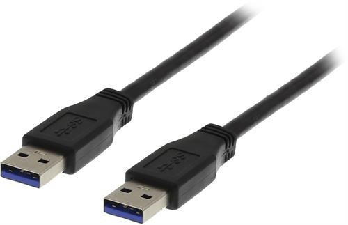 DELTACO USB 3.0 kabelis, A tipo male - A tipo male, 1 m, juodas / USB3-210S