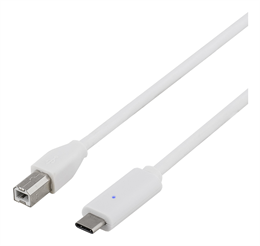 DELTACO USB 2.0 kabelis, C tipas - B tipas, 1,5 m, baltas