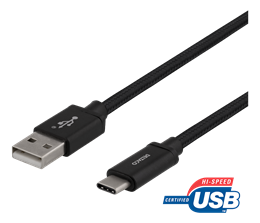 USB-A į USB-C kabelis, 1 m, USB 2.0, pintas, juodas DELTACO / USBC-1132M