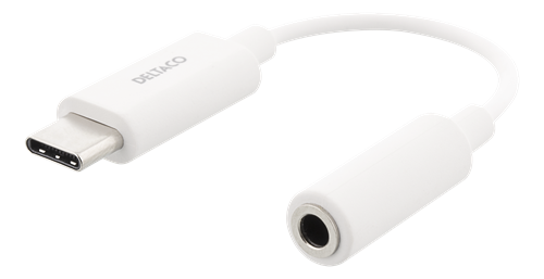 DELTACO USB-C į 3.5 mm adapteris, 10 cm, aktyvus, baltas USBC-1145
