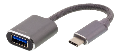 DELTACO USB-C 3.1 Gen 1 to USB-A OTG Adapteris, aliuminis,  pilkas / USBC-1279