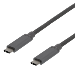 Kabelis DELTACO 3 A, 1.0m. USB-C - USB-C 60W USB PD, 10 Gbps, pilkas / USBC-1362