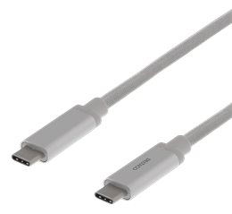 Kabelis DELTACO 3 A, 0.5m. USB-C - USB-C  60W USB PD, 10 Gbps, sidabrinis / USBC-1366M