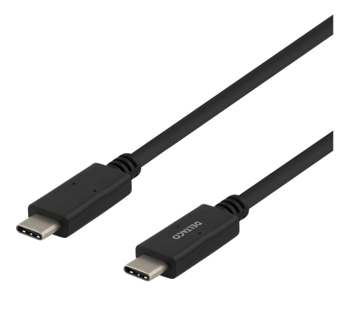 DELTACO USB-C - USB-C kabelis, 5Gbit / s, 5A, 2M, juodas USBC-1503