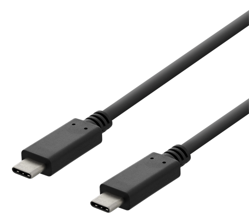 DELTACO USB 2.0 USB-C - USB-C krovimo kabelis, 3A, 2m, juodas USBC-2002