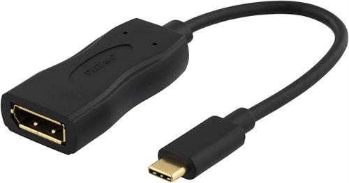 DELTACO Adapteris USB 3.1 DP - USBC male - DisplayPort 19 pin female, 4K , black / USBC-DP