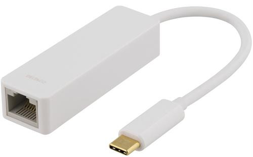 Adapteris DELTACO 1xRJ45, 1xUSB 3.1, baltas/ USBC-GIGA1