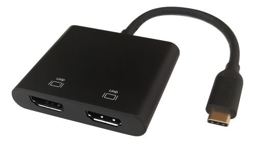 USB-C MST jungčių stotelė DELTACO 2x 4K/60Hz, HDMI x 2, black, 0,1m / USBC-2HDMI