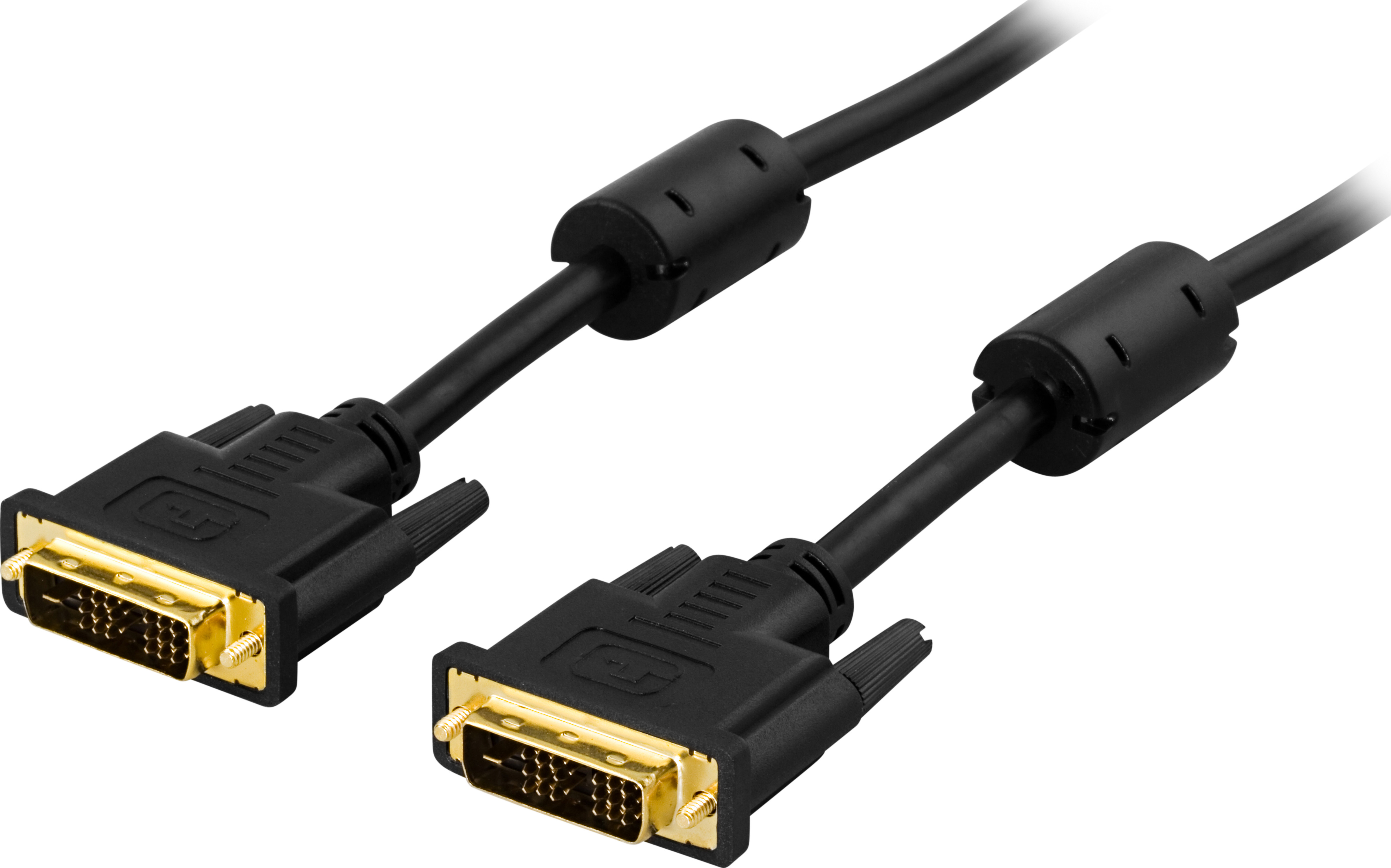 DVI Single Link monitoriaus kabelis DELTACO DVI-D 18 + 1 kontaktas ha-ha, paauksuotos jungtys, laidas iš gryno vario, 3m, juodas / VE011-B