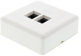 Sieninis lizdas, paviršiaus UTP, 2xRJ45, Cat6 DELTACO baltas / VR-34