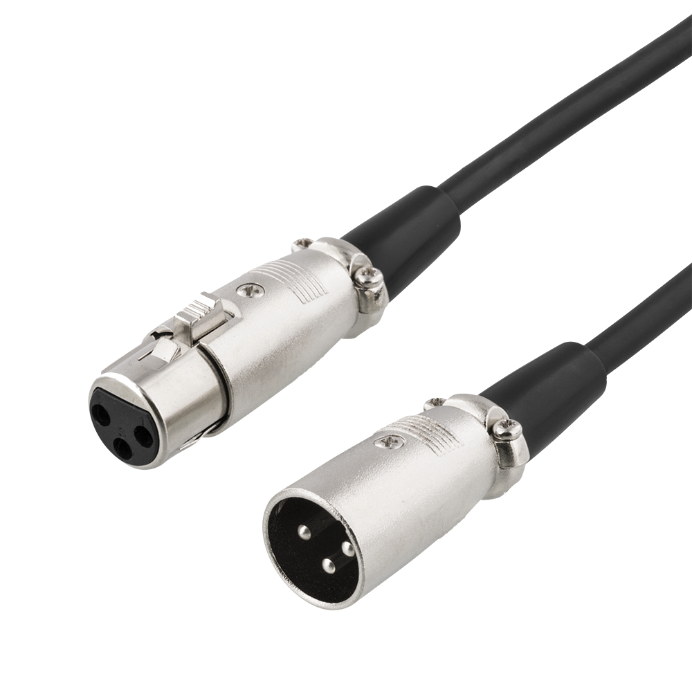 XLR audio cable DELTACO 3-pin male - 3-pin female, 26 AWG, 3m, black / XLR-1030-K / R00160003