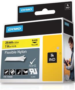 Rhino Professional, noticeable flexible nylon tape, 24 mm, black text on yellow tape, 3.5 m DYMO / 1734525  