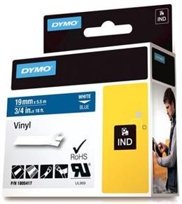  Rhino Professional, noticeable permanent vinyl tape, 19mm, white text on blue tape, 5.5m DYMO / 1805417 