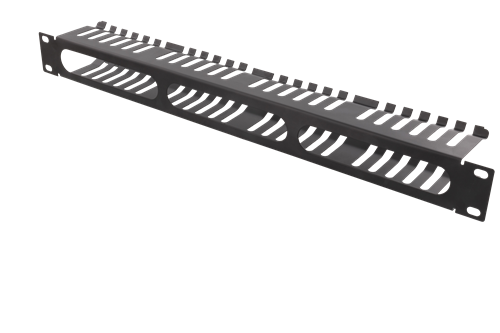 DELTACO 19 "cable panel, 1U, cable handling, black / 19-24