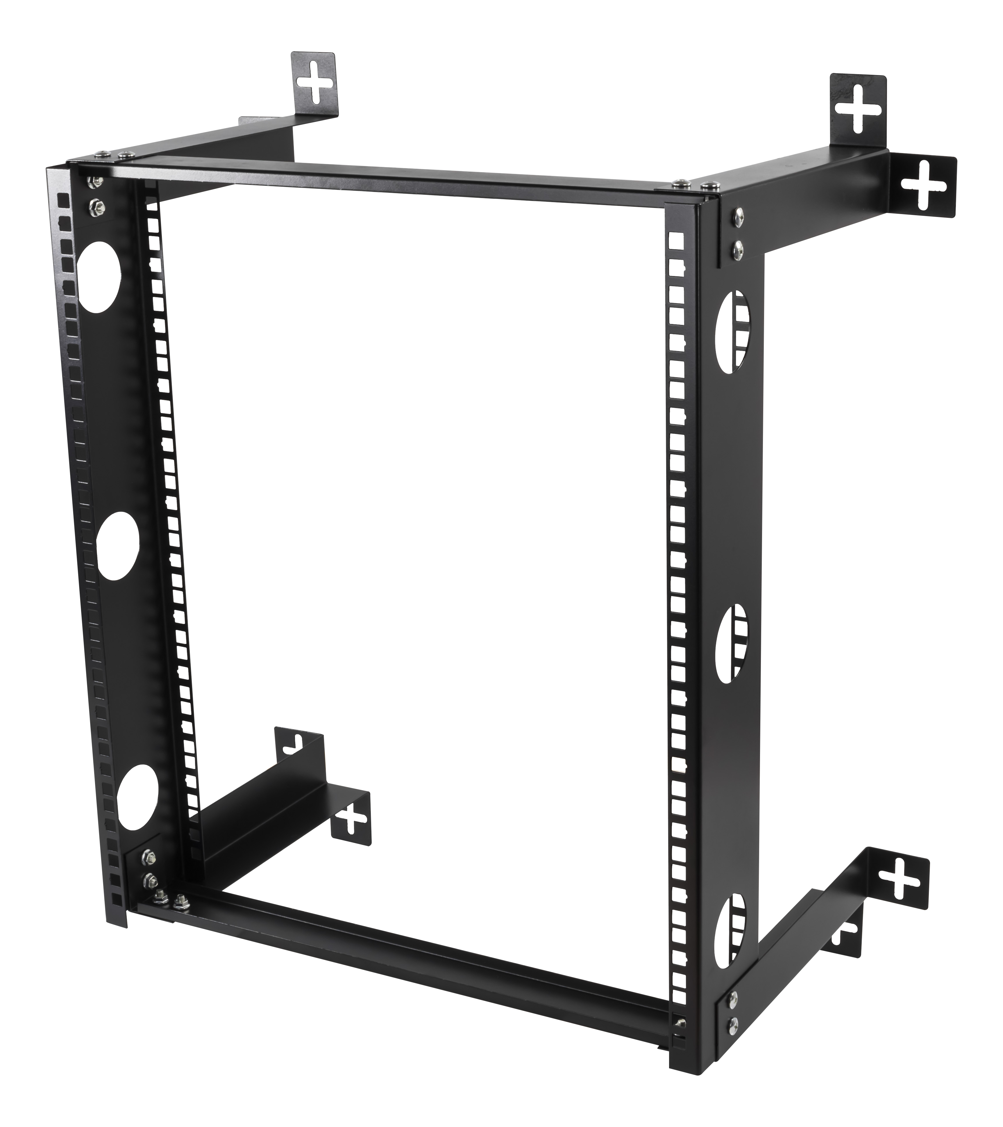 Wall mount DELTACO 19", 12U, 60kg load, steel, mounting kit, black / 19-DTSR0512