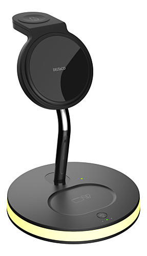 3-in-1 magnetic wireless charger DELTACO, Phone/TWS/Watch, LED light / QI-1041