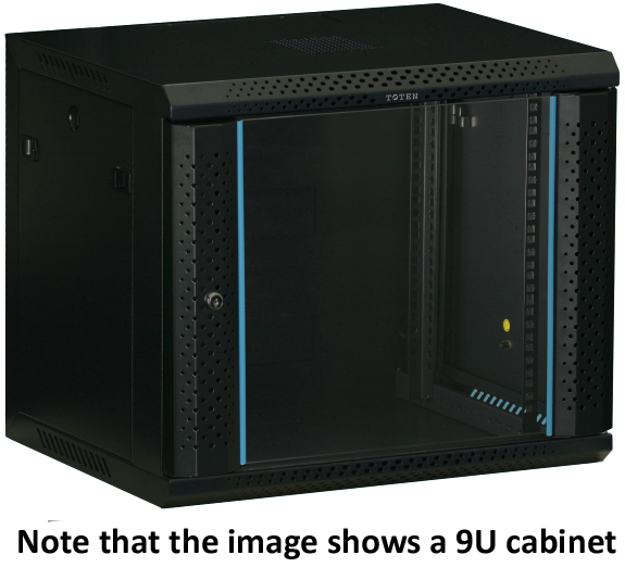 19" wall cabinet TOTEN, 12U, 600x450, glass door, black / WS64126001 / 19-W6412