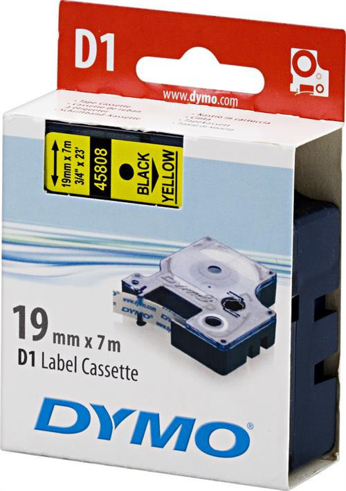 Tape DYMO D1 19mm x 7m, black on yellow / S0720880 45808