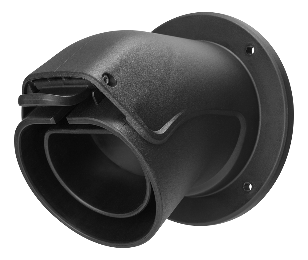Wall bracket DELTACO e-Charge for type 2 charging connector, angled, protects against dirt, black / EV-5103