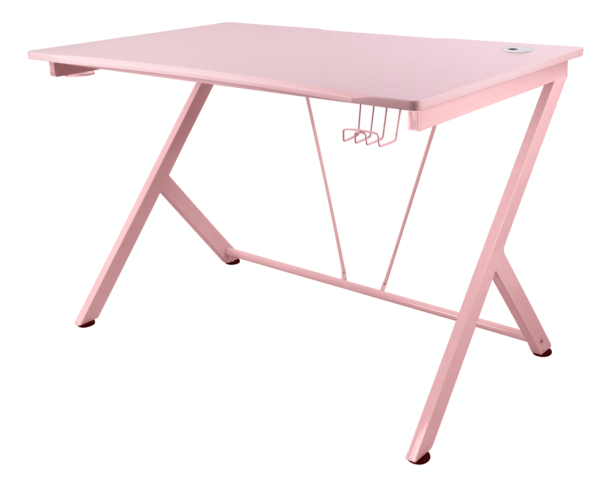 Gaming table DELTACO GAMING PINK LINE PT85, metal legs, PVC treated surface, built-in headset hanger, pink / GAM-055-P