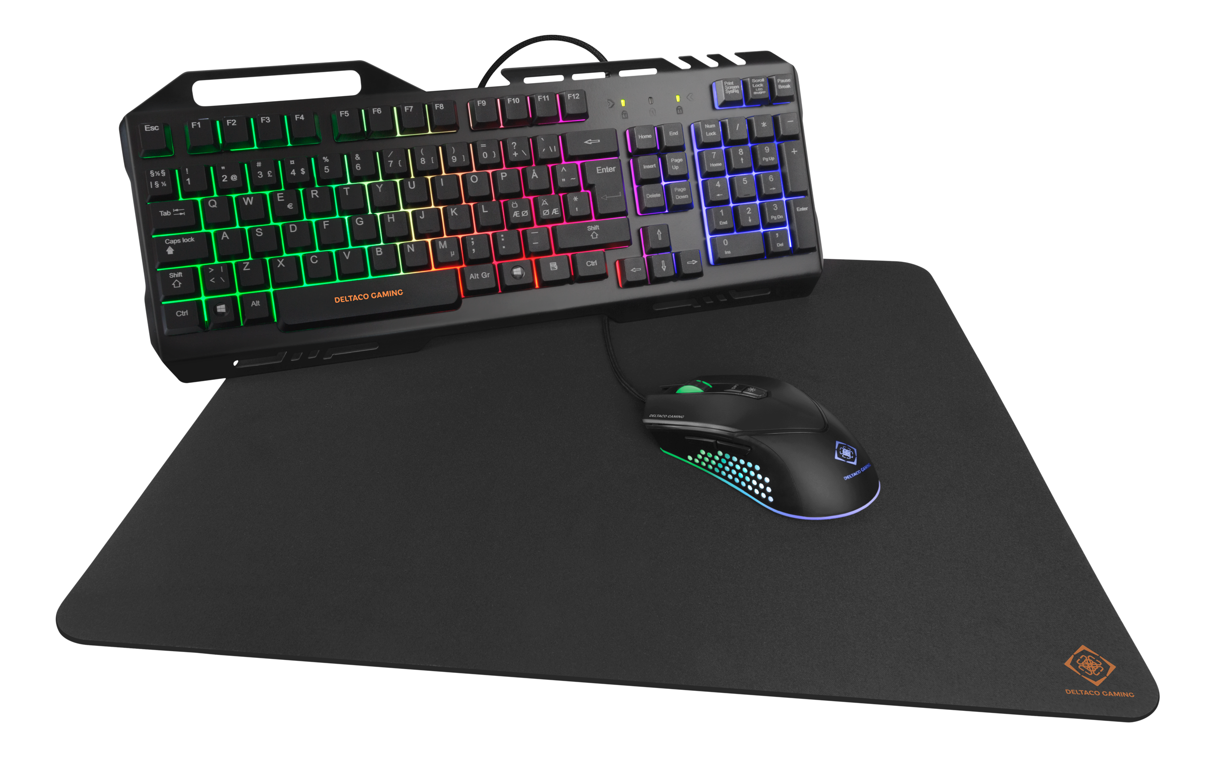 Gaming Gear Kit DELTACO GAMING RGB keyboard, mouse, mouse pad, UK Layout, black / GAM-113-UK