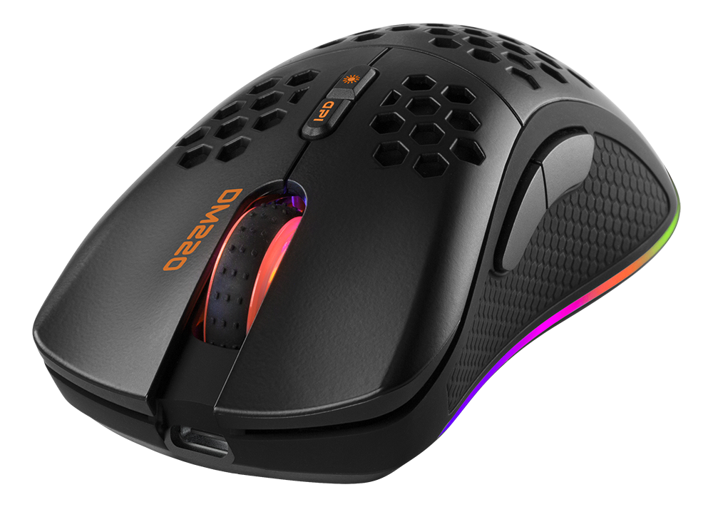 Wireless ultralight gaming mouse DELTACO GAMING DM220, 70g weight, RGB, SPCP6651, 400-6400 DPI, 1000 Hz, black / GAM-120