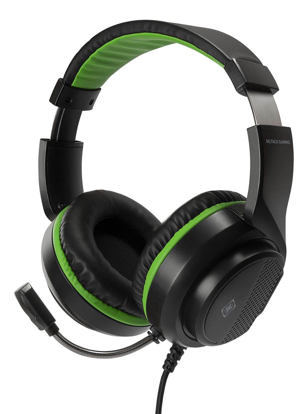 Stereo Gaming Headset DELTACO GAMING for XBOX Series X / S, 2m cable, 40mm element, black / green / GAM-128