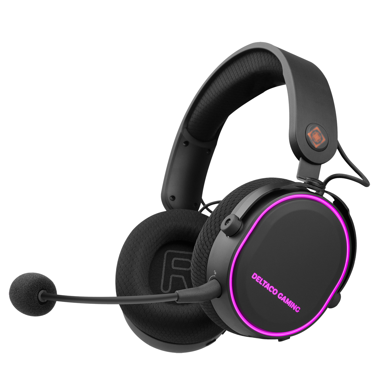 Wireless gaming headset DELTACO GAMING DH420, RGB, USB-C, Black/RGB / GAM-133