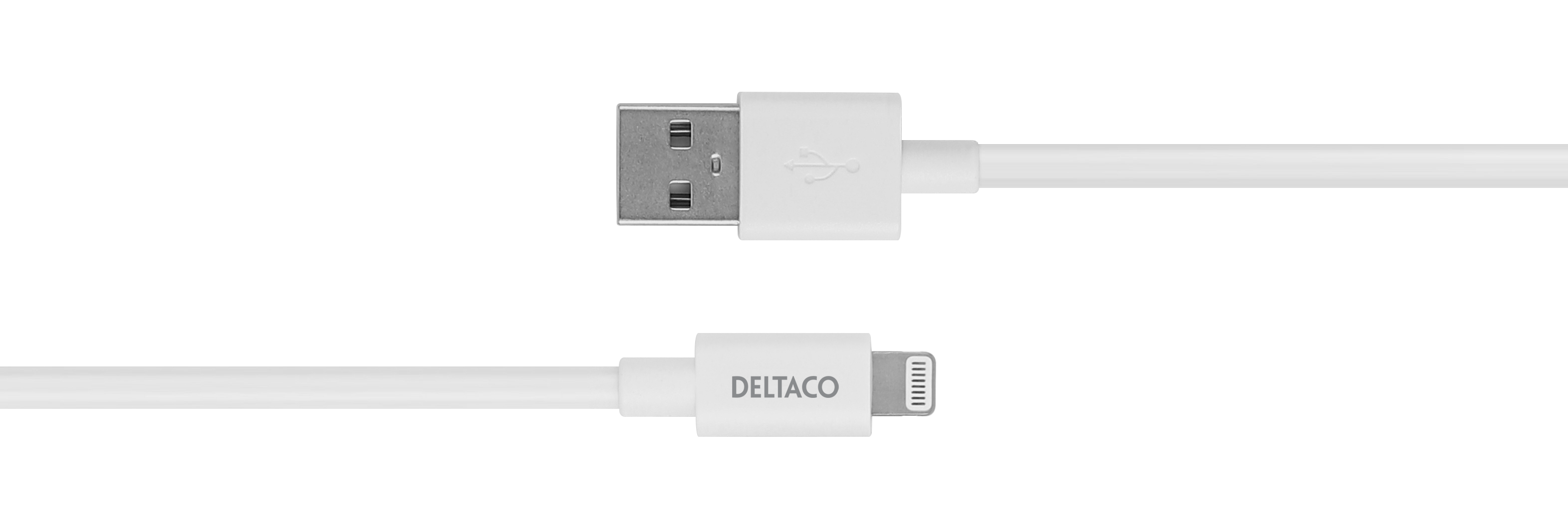 USB Cable DELTACO with Lightning Connector, MFI Certified, 2.4A, 0.5 m, white / IPLH-4005