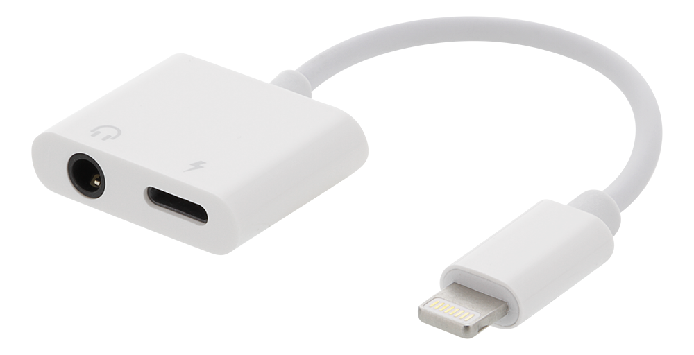 Audio adapter Epzi Lightning to 3,5 mm, supports charging and music, aluminum case, white / IPLH-594