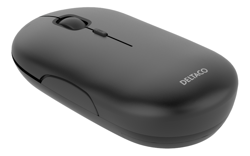 Wireless flat silent mouse DELTACO 1600 DPI, USB receiver, 4 buttons, dark gray / MS-803