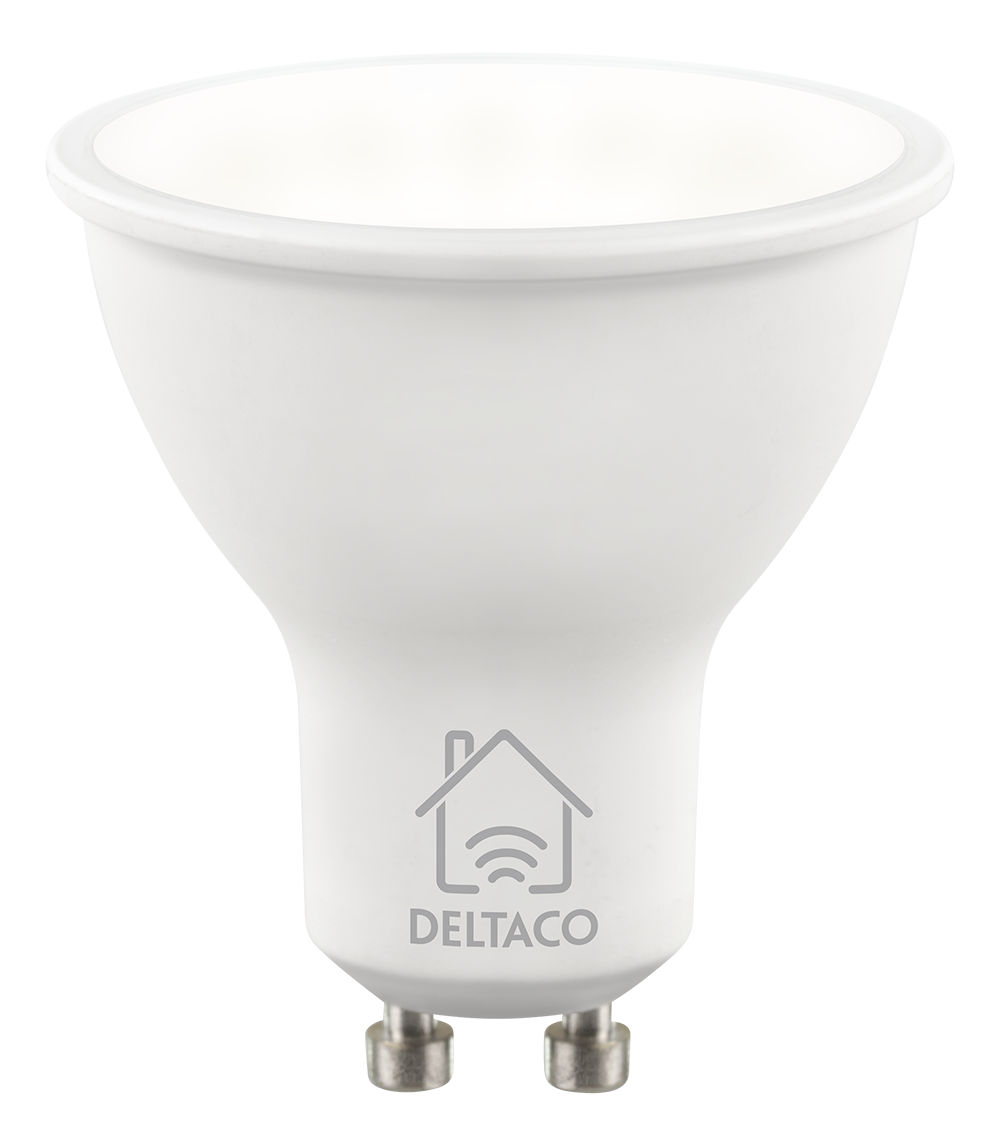LED lamp DELTACO SMART HOME  GU10, WiFI 2.4GHz, 5W, 470lm, dimmable, 2700K-6500K, 220-240V, white / SH-LGU10W