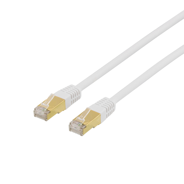 Patch cable DELTACO S/FTP Cat7, 0.3m, 600MHz, Delta-certified, LSZH, RJ45 connectors, white / STP-703V