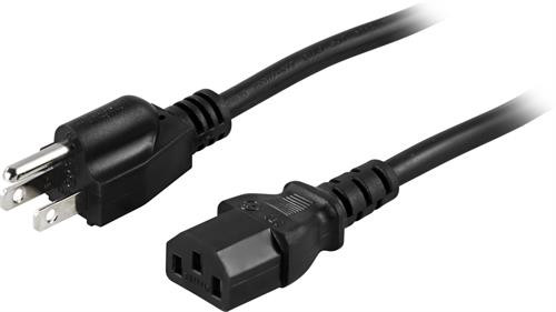 Cable DELTACO between device and wall outlet, straight NEMA 5-15 to straight IEC 60320 C13, max 125V / 15A, 2m, black, black / DEL-109US