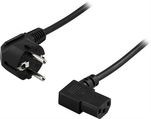 DELTACO  cable CEE 7/7 to angled IEC 60320 C13 , max 250V / 10A, 3m, black DEL-110B