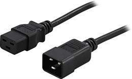 Grounded extension / extension cable, straight IEC 60320 C19 for straight IEC 60320 C20 , max 250V / 16A, 2m  DELTACO black / DEL-112NA