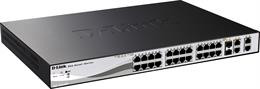 D-Link network switch, Layer 2, 10 / 100Mbps, PoE 24xRJ45, 2xRJ45, 2xSFP, metal, Green Technology, black / silver / DES-1210-28P