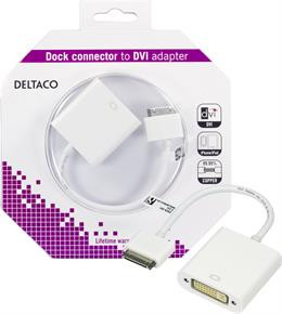 Adapter DELTACO Apple dock - DVI, balt DOCK-DVI-K
