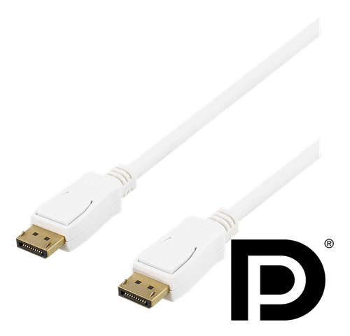 DELTACO DisplayPort cable, 2m, 4K UHD, DP 1.2, white  DP-1021D