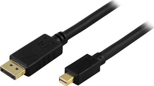 DELTACO DisplayPort - mini DisplayPort cable, Ultra HD in 30Hz, 10.8 Gb/s, black, 2.0m / DP-1121