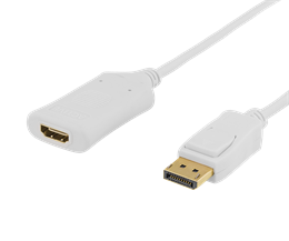 Cable DELTACO DisplayPort to HDMI 2.0b, 4K at 60Hz, 1.0m, white /  DP-HDMI37-K