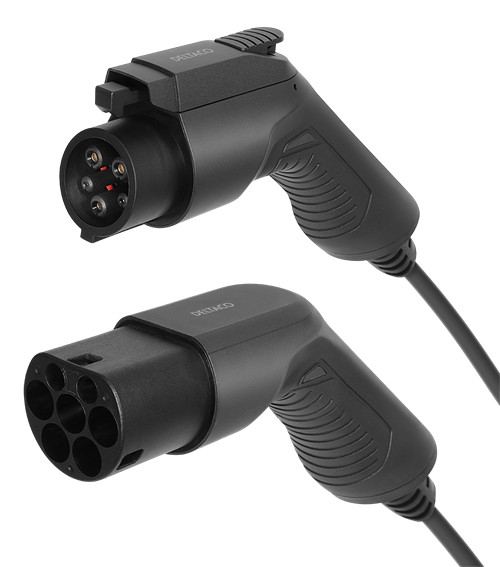 EV-Charging cable DELTACO Type 2 - Type 1, 1 phase, 16A, 3.6KW, 7m, black / EV-1107