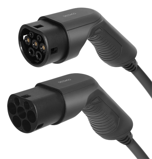 EV-Charging cable DELTACO Type 2 - Type 2, 1 phase, 32A, 7.6KW, 3m, black / EV-1213